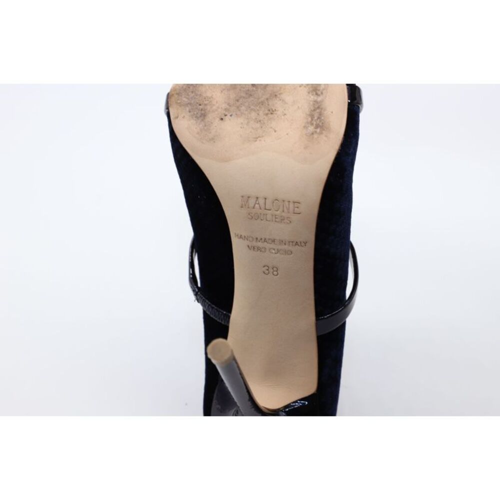 Malone Souliers 100mm Maureen Mules in Navy Blue Leather